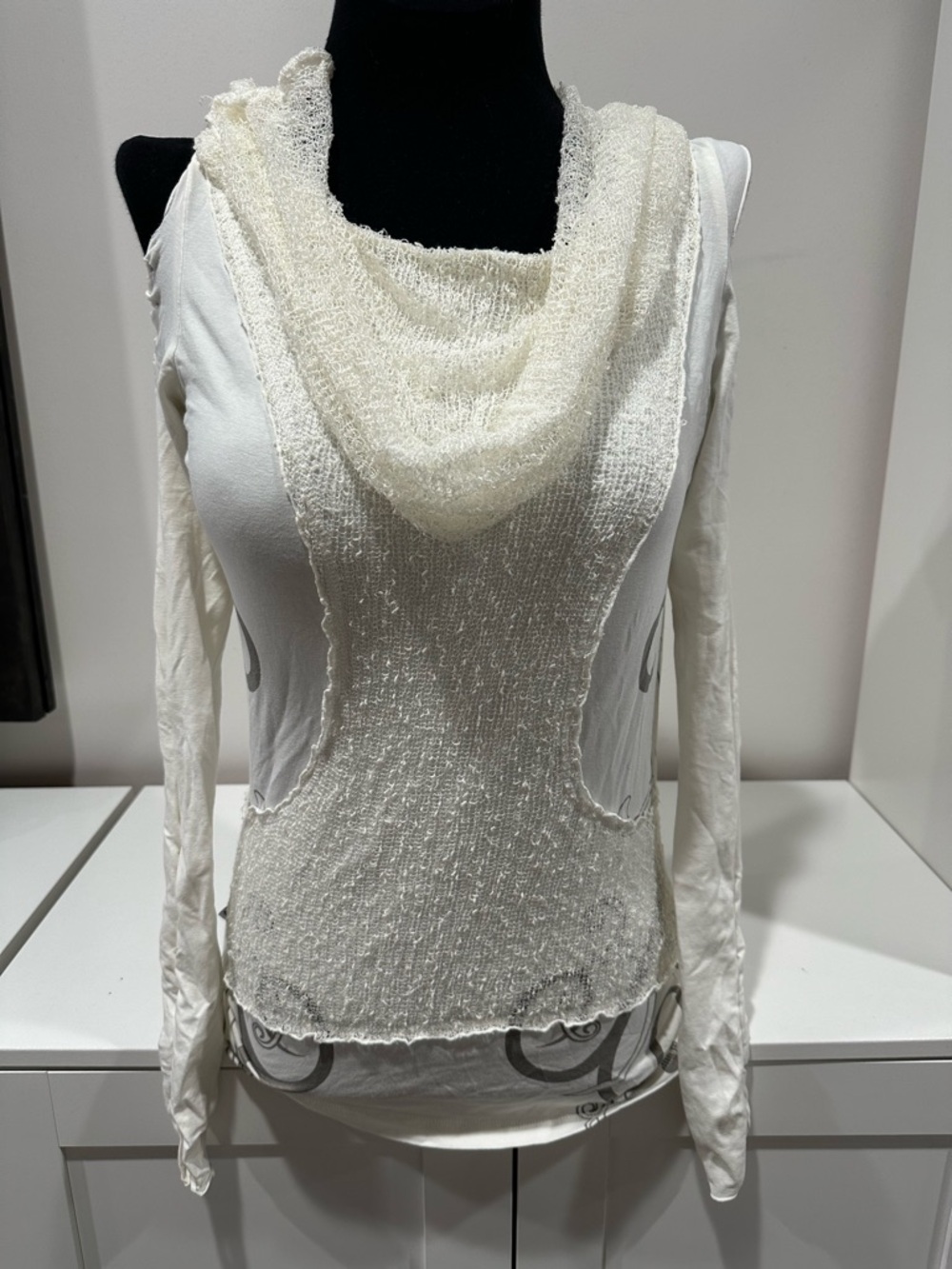Women’s Ivory Hooded Layering Sweater Vest